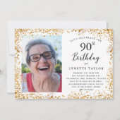 Elegant Gold 90. Geburtstagsparty Einladung (Vorderseite)