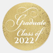 Elegant Gold Abschluss Class 2022 Vielen Dank Runder Aufkleber (Vorderseite)
