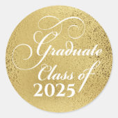 Elegant Gold Abschluss Class 2025 Vielen Dank Runder Aufkleber (Vorderseite)