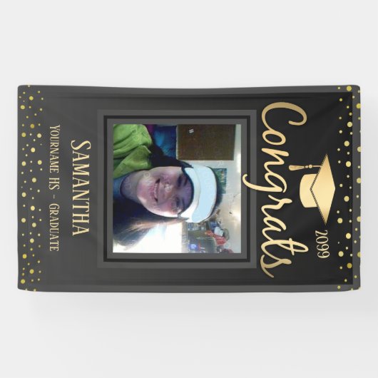 Elegant Gold Abschluss Class of 2022 Foto Banner (Horizontal)