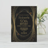 Elegant Gold Abstrakt 50. Geburtstag Einladung (Stehend Vorderseite)