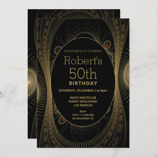 Elegant Gold Abstrakt 50. Geburtstag Einladung