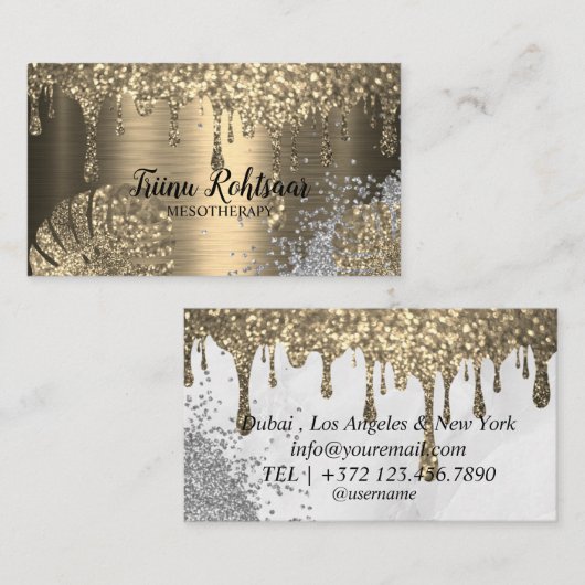 Elegant Gold Abstrakt Bokeh Glitzer Shinting Visitenkarte (Vorne/Hinten)