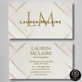 Elegant Gold Accent Monogram Business Card Visitenkarte