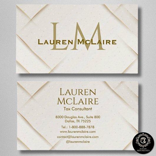 Elegant Gold Accent Monogram Business Card Visitenkarte