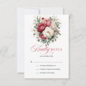 Elegant Gold Accent Wedding RSVP Red Blush Karte (Vorderseite)