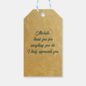 Elegant Gold Administrative Professionals Day Geschenkanhänger (Rückseite)