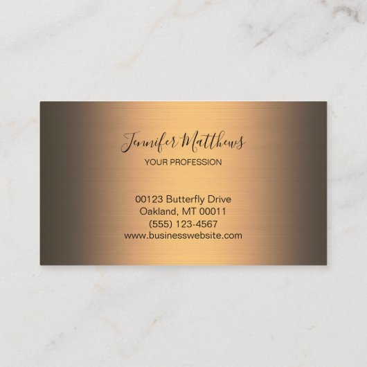 Elegant Gold Agate Glitzer Script Visitenkarte (Rückseite)