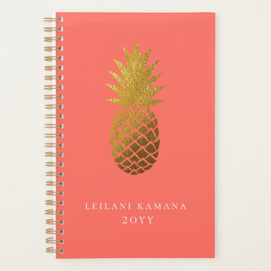 Elegant Gold Ananas | Korallen Planer (Vorderseite)