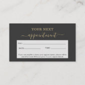 Elegant gold and black beauty salon terminkarte (Rückseite)