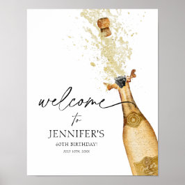 Elegant Gold and Black Birthday Party Welcome Sign Poster