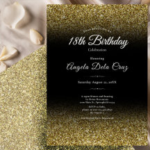 Elegant Gold and Black Glitter 18th Birthday Debut