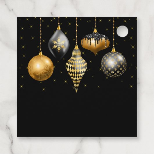 Elegant Gold and Black Ornament Christmas Geschenkanhänger (Rückseite)