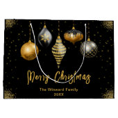 Elegant Gold and Black Ornament Christmas Große Geschenktüte (Rückseite)