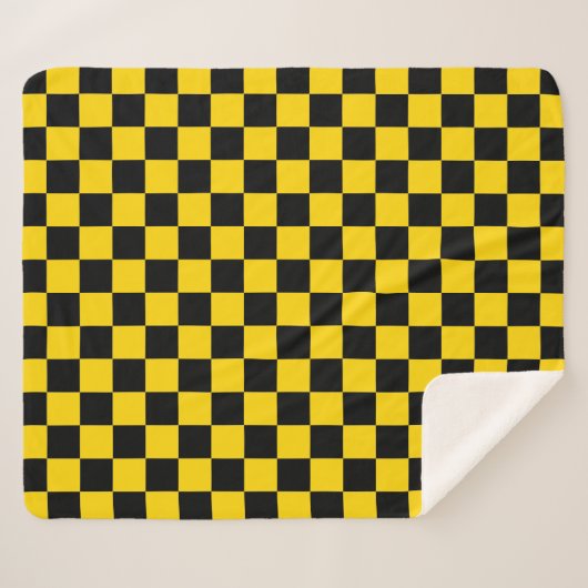 Elegant Gold and Black Square Pattern Sherpadecke (Vorderseite (Horizontal))