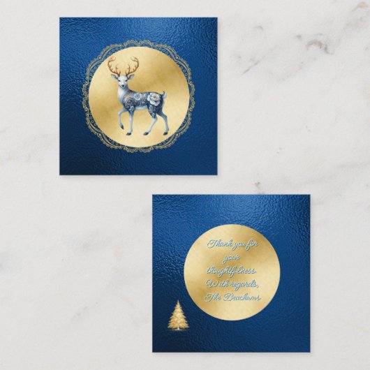 Elegant Gold and Blue Christmas Enclosure Note Begleitkarte (Vorne/Hinten)