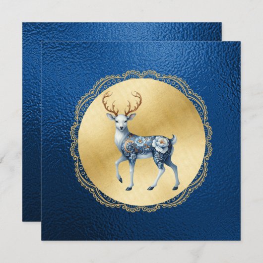 Elegant Gold and Blue Christmas Thank You Note Dankeskarte (Vorne/Hinten)