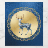 Elegant Gold and Blue Wine Label Weinetikett (Einzelnes Label)