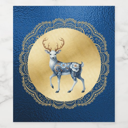 Elegant Gold and Blue Wine Label Weinetikett (Einzelnes Label)