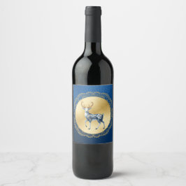 Elegant Gold and Blue Wine Label Weinetikett