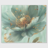 Elegant Gold and Emerald Poppy Wedding Wrapping  Geschenkpapier (Flach)