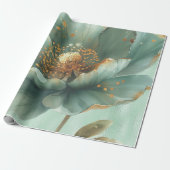 Elegant Gold and Emerald Poppy Wedding Wrapping  Geschenkpapier (Ungerollt)
