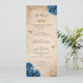 Elegant Gold and Green Roses Watercolor Floral Menükarte (Stehend Vorderseite)