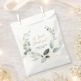 Elegant Gold and Greenery Eucalyptus Thank You Geschenktütchen