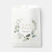 Elegant Gold and Greenery Eucalyptus Thank You Geschenktütchen (Vorderseite)