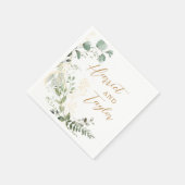 Elegant Gold and Greenery Eucalyptus Wedding Serviette (Ecke)