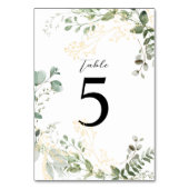 Elegant Gold and Greenery Eucalyptus Wedding Tischnummer (Rückseite)