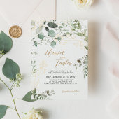 Elegant Gold and Greenery Eukalyptus Wedding Einladung