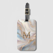 Elegant Gold and Nacre Monogram Name Personalized Gepäckanhänger (Vorderseite Vertikal)