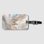 Elegant Gold and Nacre Monogram Name Personalized Gepäckanhänger (Vorderseite (Horizontal))