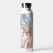 Elegant Gold and Nacre Monogram Name Personalized Trinkflasche (Links)