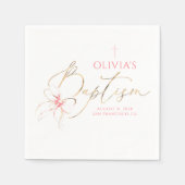 Elegant Gold and Pink Bow Girl Baptism Serviette (Vorderseite)