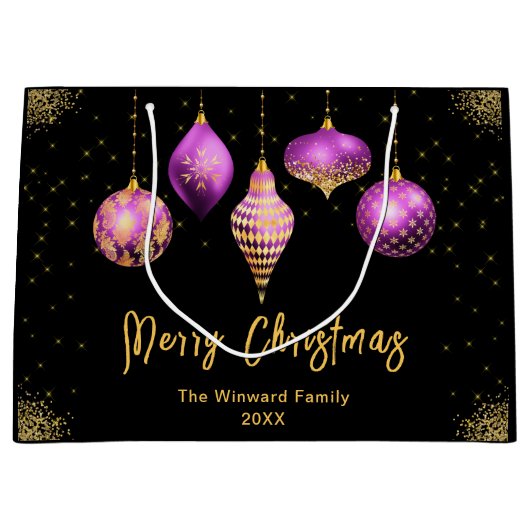 Elegant Gold and Purple Ornament Christmas Große Geschenktüte (Vorderseite)