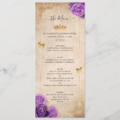 Elegant Gold and Purple Roses Watercolor Floral Menükarte (Vorderseite)