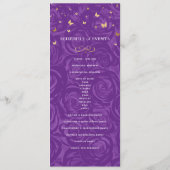 Elegant Gold and Purple Roses Watercolor Floral Menükarte (Rückseite)