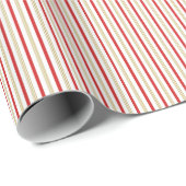 Elegant Gold and Red Candy Cane Pinstripe Pattern Geschenkpapier (Rolleneckpunkt)