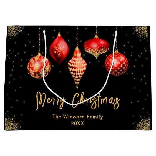 Elegant Gold and Red Ornament Christmas Große Geschenktüte (Vorderseite)