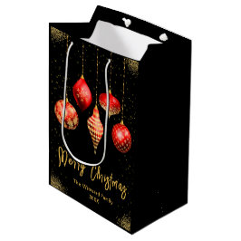 Elegant Gold and Red Ornament Christmas Mittlere Geschenktüte