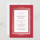 Elegant Gold and Red Sparkle Holiday Party Einladung (Vorderseite)