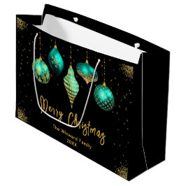 Elegant Gold and Teal Ornament Christmas Große Geschenktüte
