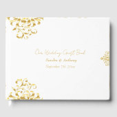 Elegant Gold and White Damask Wedding Guest Book Gästebuch (Vorderseite)