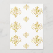 Elegant Gold and White Damask Wedding Menu Menükarte (Rückseite)