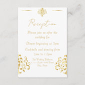 Elegant Gold and White Damask Wedding Reception Begleitkarte (Vorderseite)