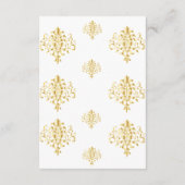 Elegant Gold and White Damask Wedding Reception Begleitkarte (Rückseite)