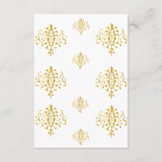 Elegant Gold and White Damask Wedding Reception Begleitkarte (Rückseite)