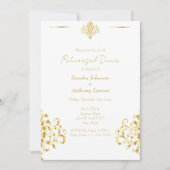 Elegant Gold and White Damask Wedding Rehearsal Einladung (Vorderseite)